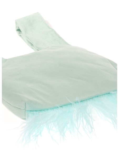 Mini bolso nudo japonés plumas aguamarina