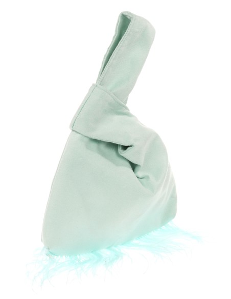 Mini bolso nudo japonés plumas aguamarina