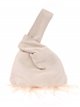 Suede effect japanese knot bag with feathers beige
