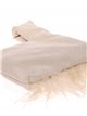 Suede effect japanese knot bag with feathers beige