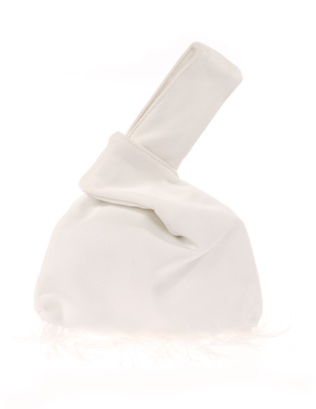 Mini bolso nudo japonés plumas blanco-roto