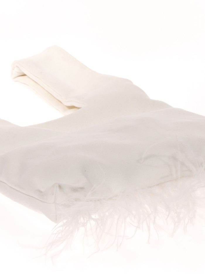 Mini bolso nudo japonés plumas blanco-roto