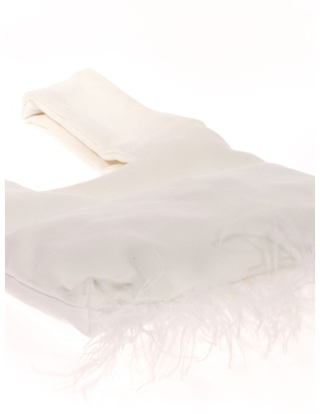 Mini bolso nudo japonés plumas blanco-roto
