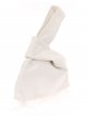 Suede effect japanese knot bag with feathers blanco-roto