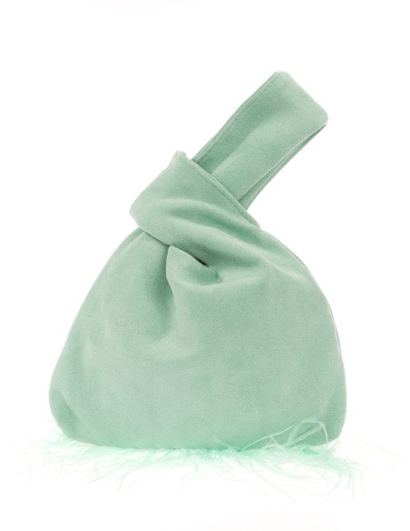 Mini bolso nudo japonés plumas verde-agua