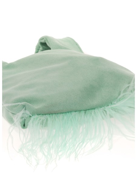 Mini bolso nudo japonés plumas verde-agua