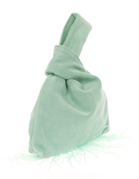 Mini bolso nudo japonés plumas verde-agua