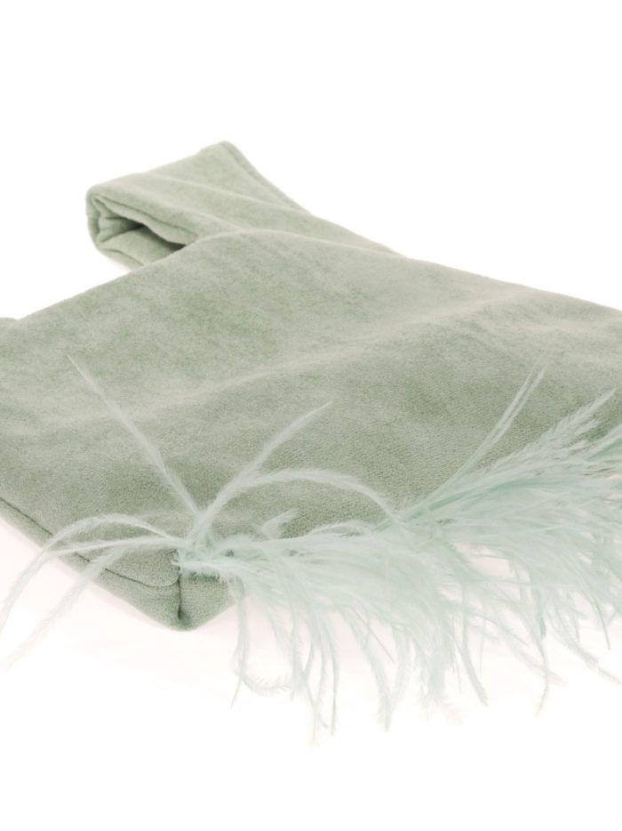 Mini bolso nudo japonés plumas kaki-claro