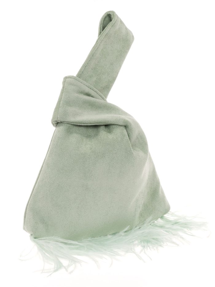 Mini bolso nudo japonés plumas kaki-claro