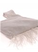 Suede effect japanese knot bag with feathers gris-claro