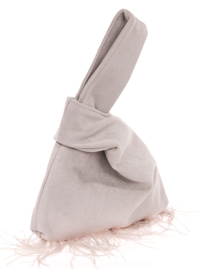 Mini bolso nudo japonés plumas gris-claro