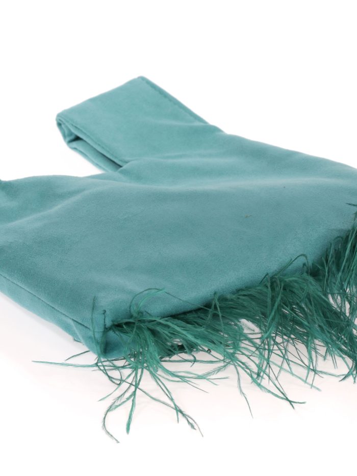 Mini bolso nudo japonés plumas esmeralda