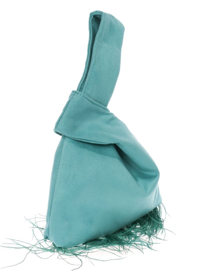 Mini bolso nudo japonés plumas esmeralda