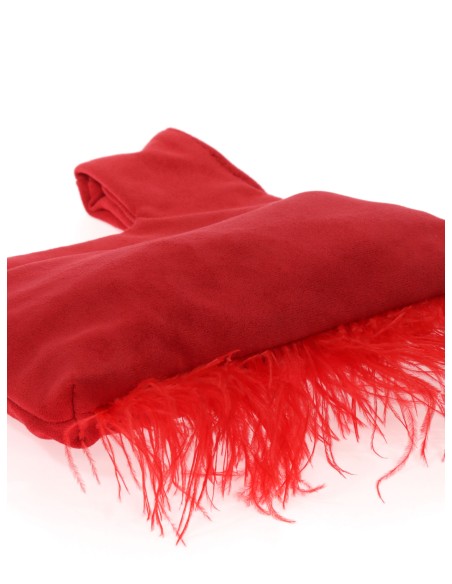 Mini bolso nudo japonés plumas rojo