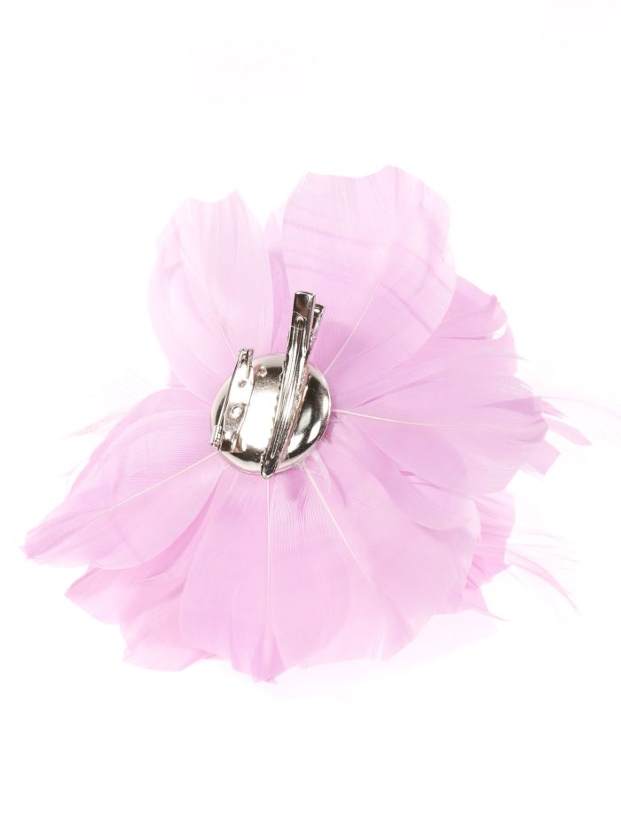 Tocado pequeño plumas perlas lila