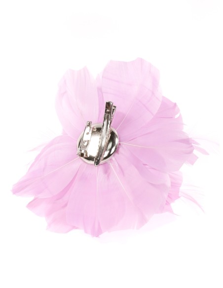 Tocado pequeño plumas perlas lila