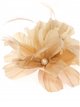 Feather fascinator hair clip with pearl beads taupe