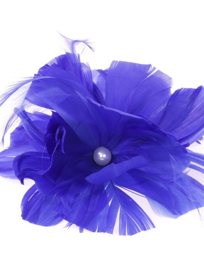 Tocado pequeño plumas perlas azulon 2