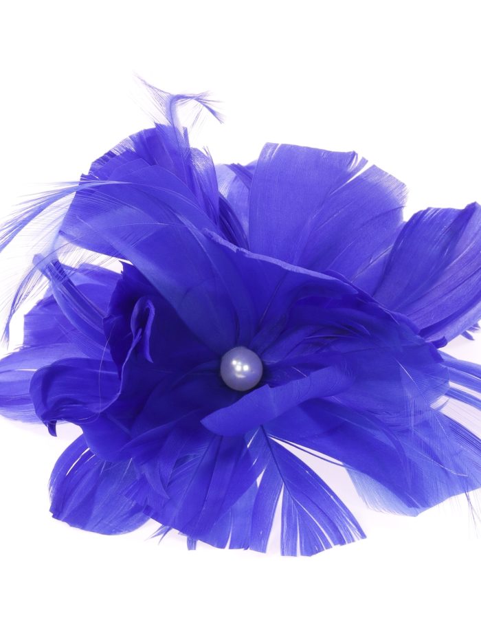 Tocado pequeño plumas perlas azulon