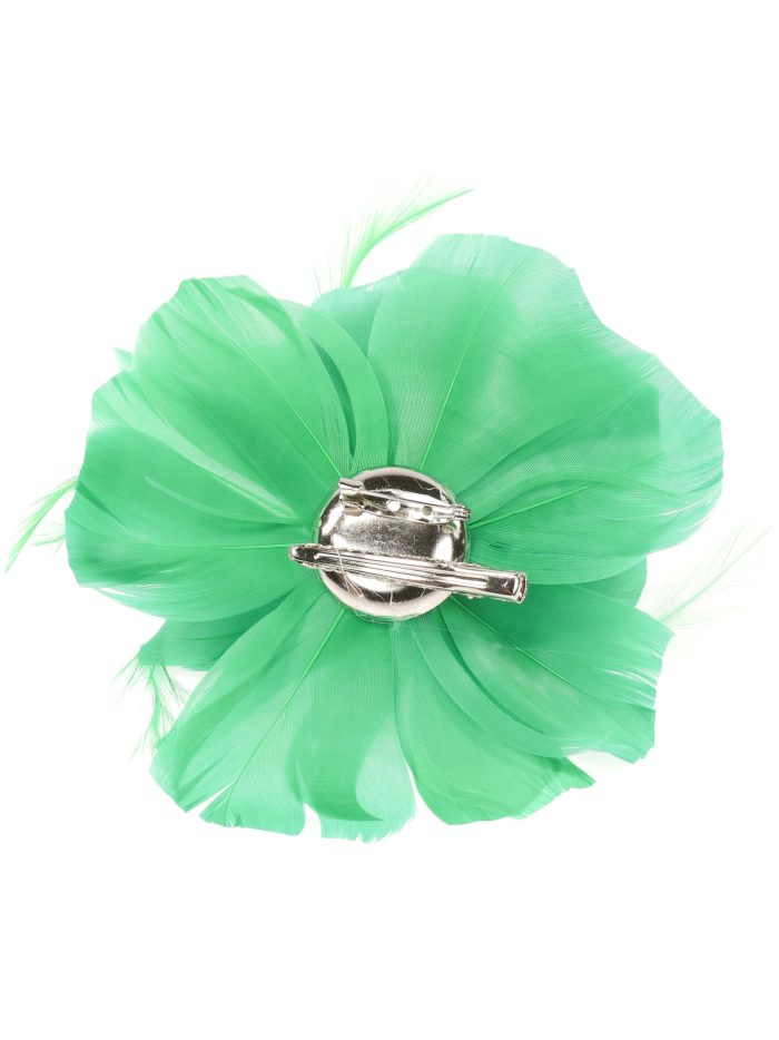 Tocado pequeño plumas perlas verde-hierba