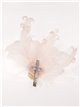 Feather fascinator hair clip with pearl beads beis