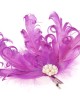 Feather fascinator hair clip with pearl beads morado