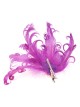 Feather fascinator hair clip with pearl beads morado