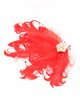 Feather fascinator hair clip with pearl beads rojo