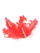 Tocado pequeño plumas perlas rojo