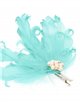 Feather fascinator hair clip with pearl beads verde-agua