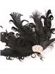 Feather fascinator hair clip with pearl beads negro