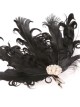 Tocado pequeño plumas perlas negro