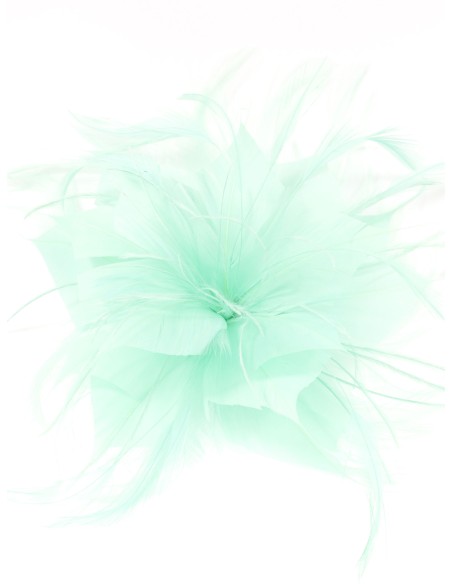 Tocado pequeño plumas verde-agua