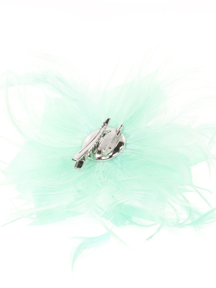 Tocado pequeño plumas verde-agua