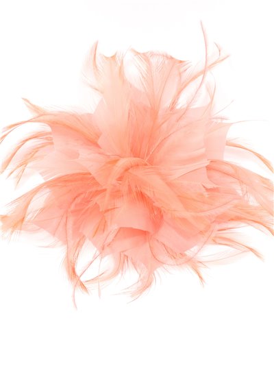 Feather fascinator hair clip coral
