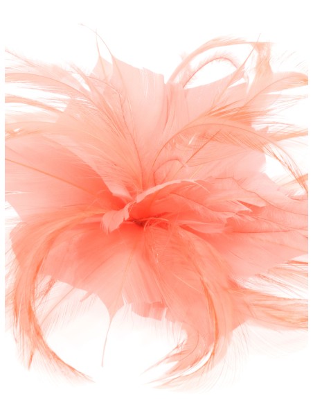 Tocado pequeño plumas coral