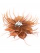 Feather fascinator hair clip marron