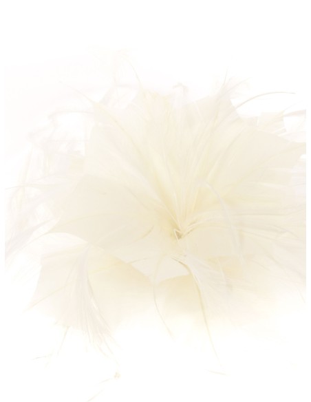 Tocado pequeño plumas beis