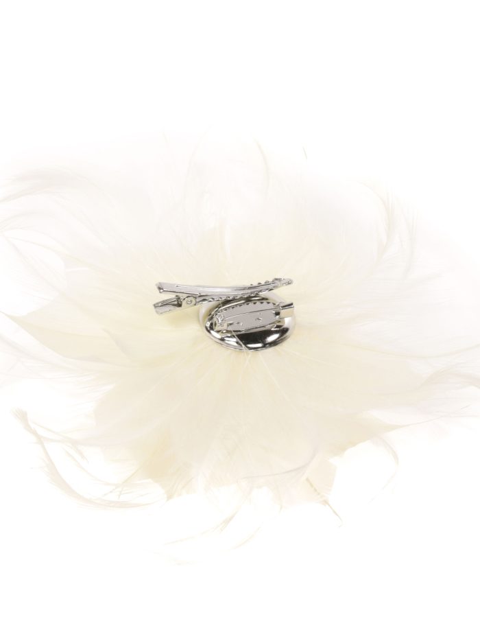 Tocado pequeño plumas beis