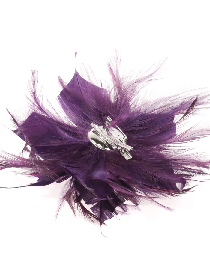 Tocado pequeño plumas berenjena