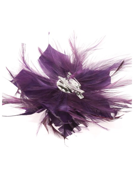 Tocado pequeño plumas berenjena