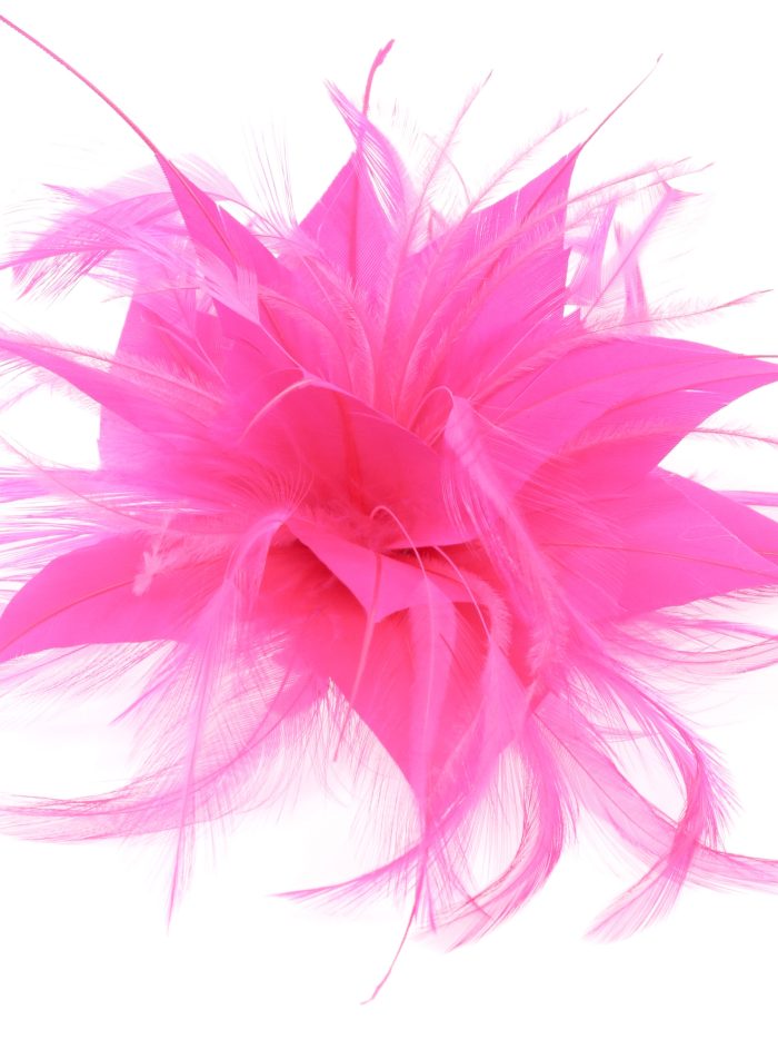 Tocado pequeño plumas fucsia