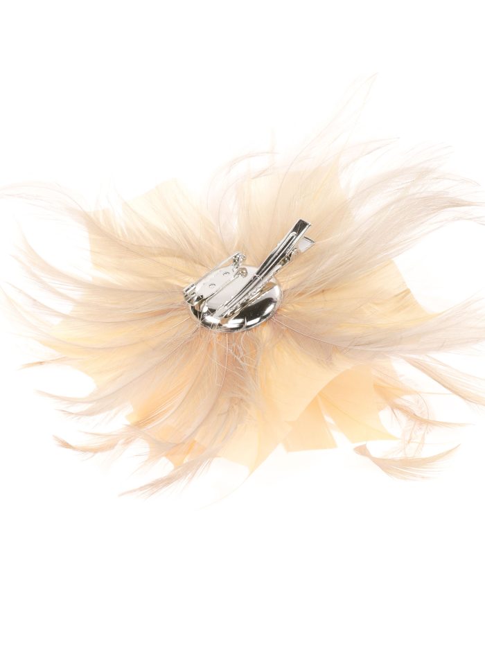 Tocado pequeño plumas taupe