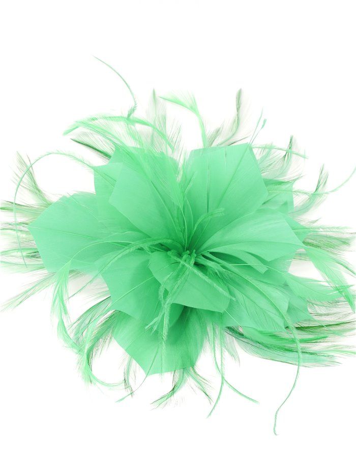 Feather fascinator hair clip verde-hierba