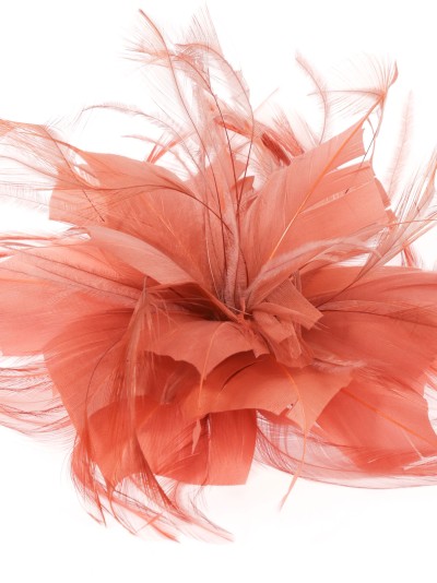 Tocado pequeño plumas teja 2