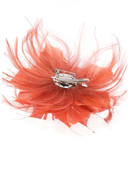 Tocado pequeño plumas teja