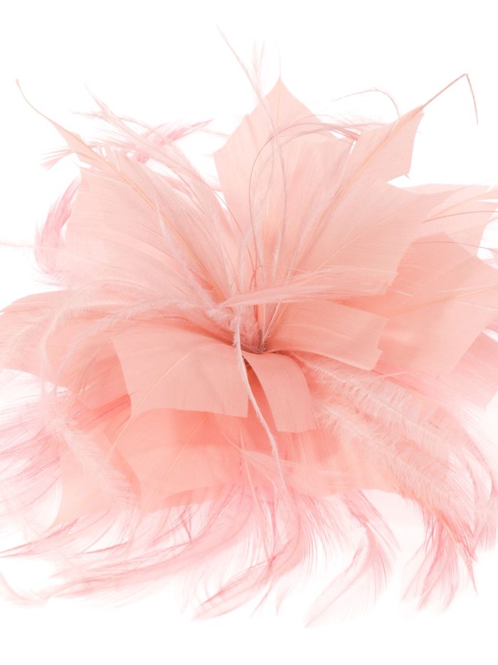 Tocado pequeño plumas rosa-palo