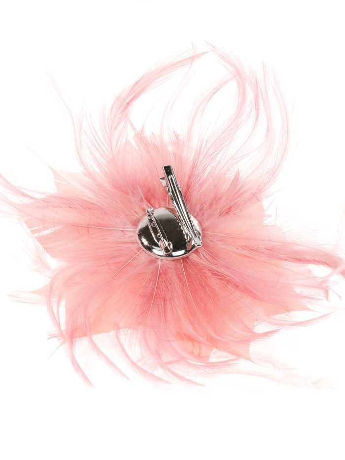 Tocado pequeño plumas rosa-palo