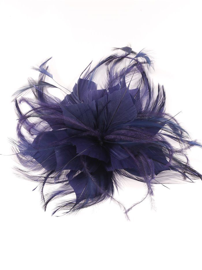 Feather fascinator hair clip azul-marino