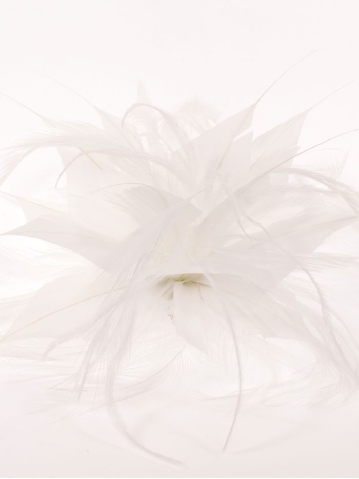 Tocado pequeño plumas blanco